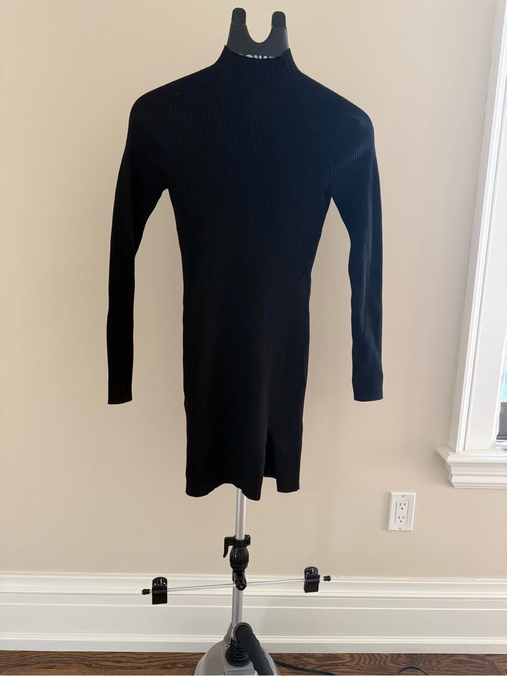 Wilfred Black Ribbed Mock Neck Sweater Dress